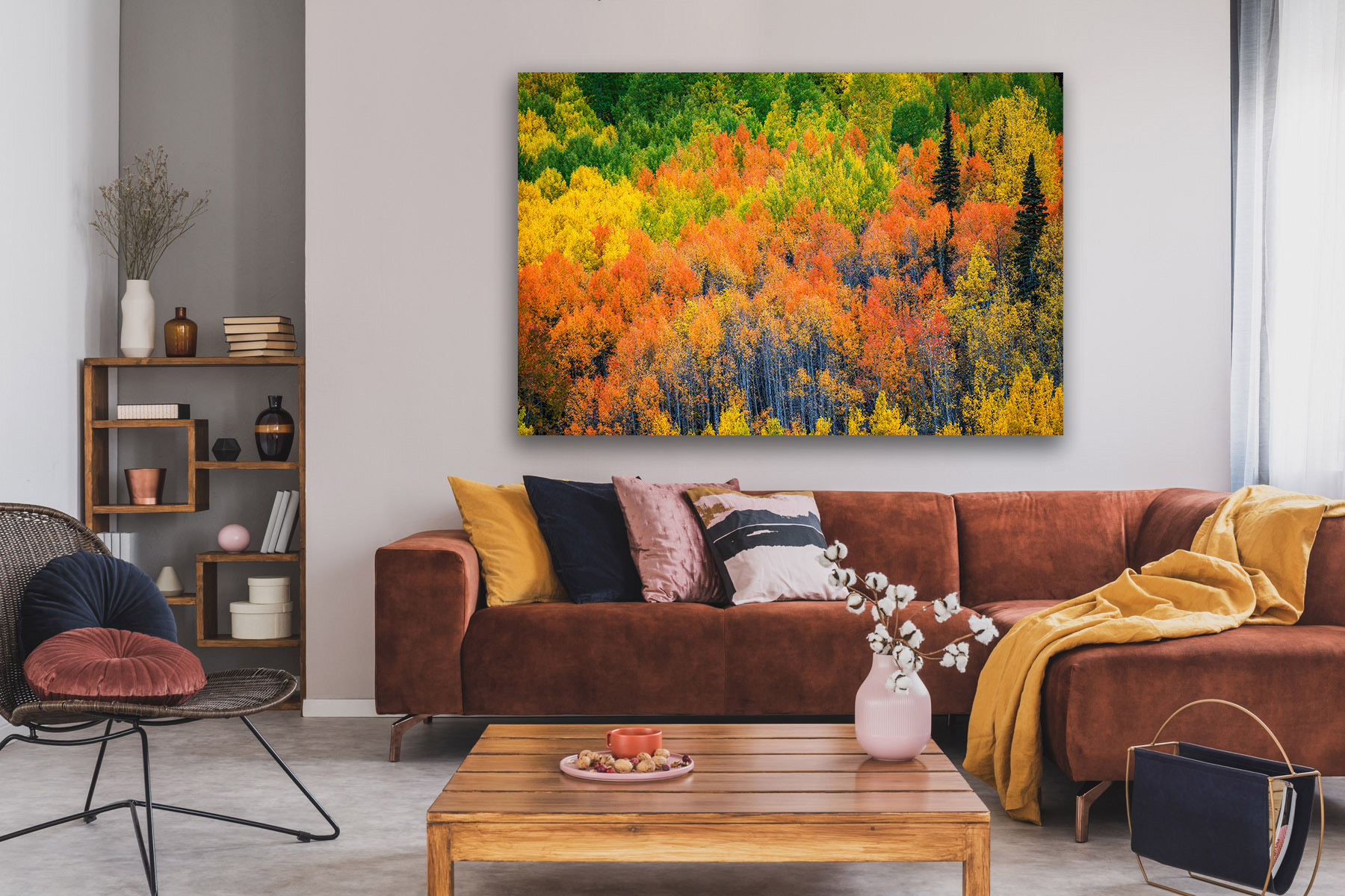 Colorado landscape wall art of aspen trees in peak fall color
