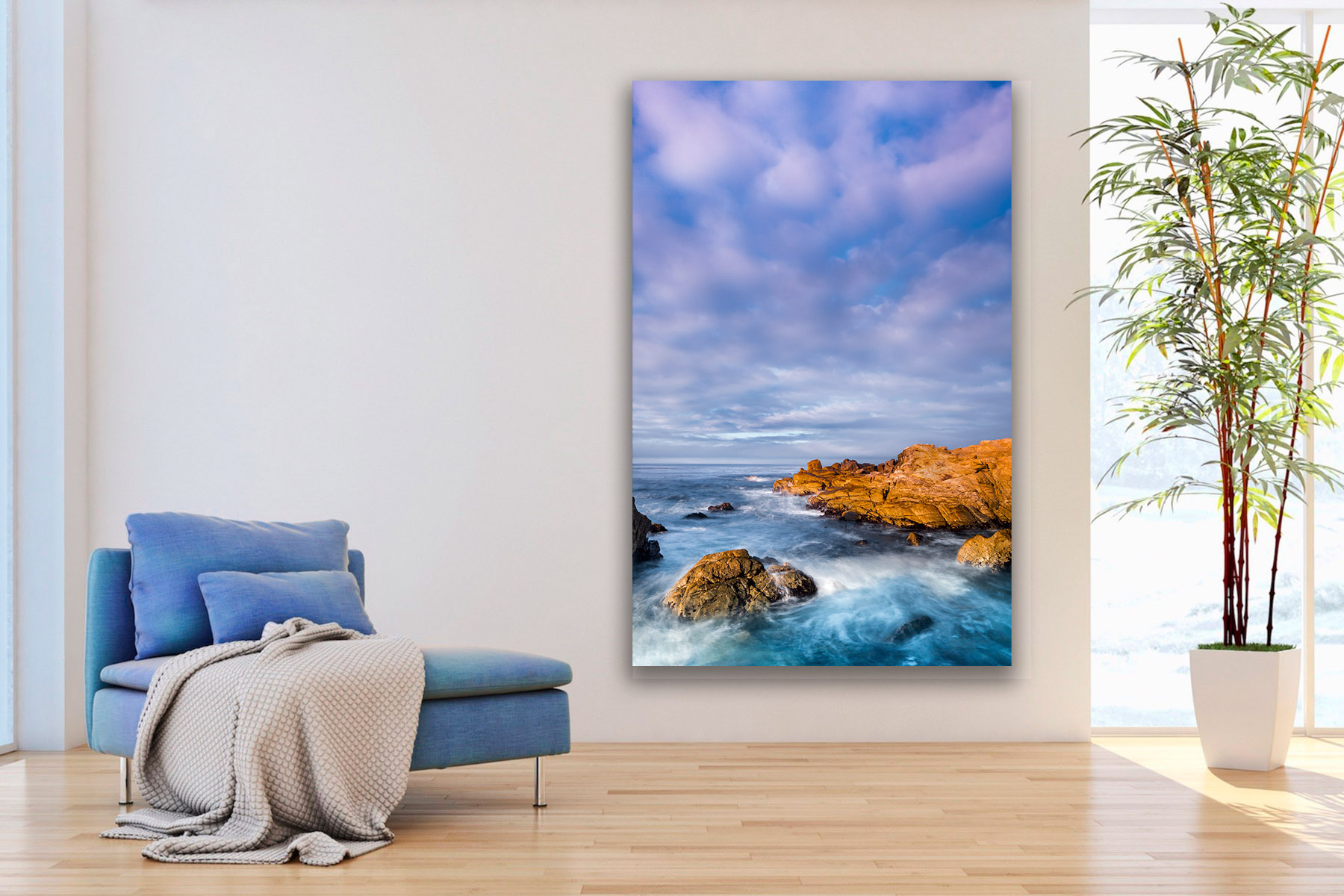 vertical view of swirling water on the Big Sur California Coast as a fine art photo print on the wall