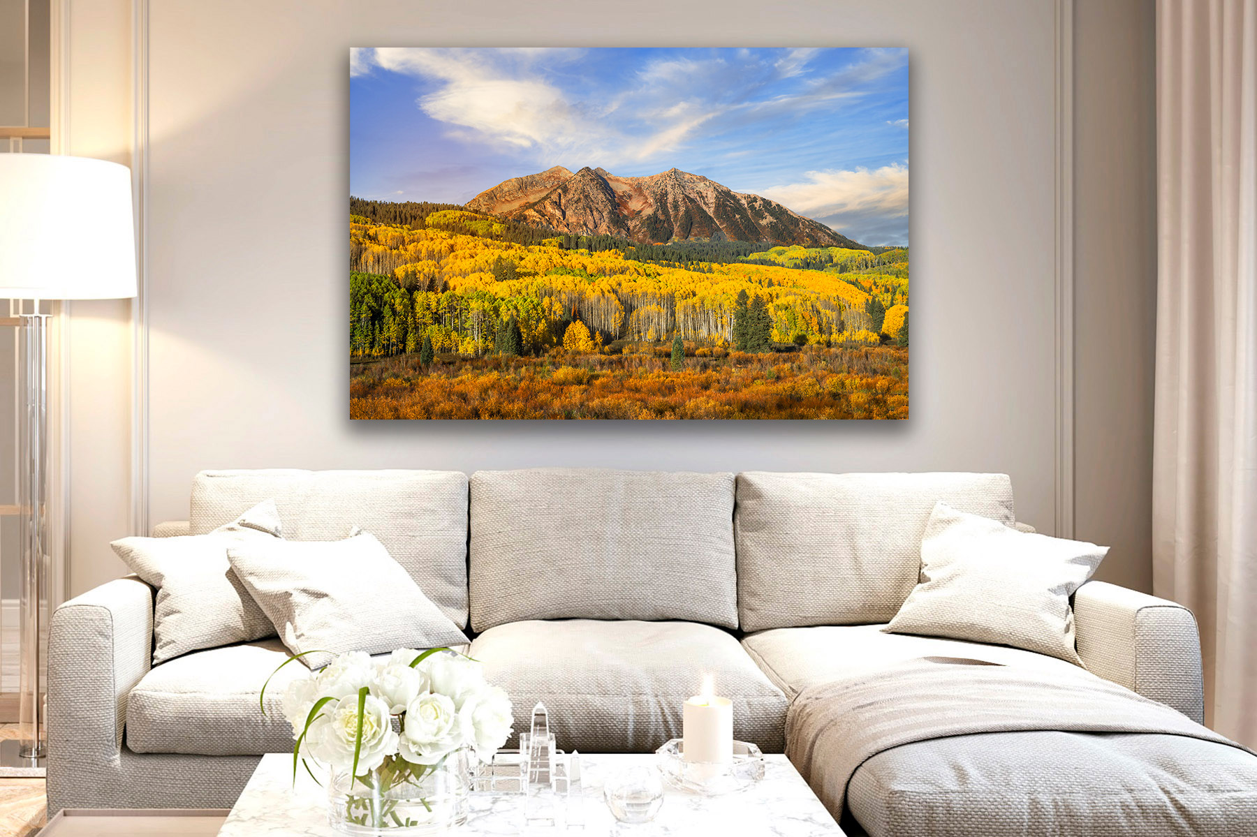 Crested Butte mountain surrounded by Fall Color as a print on a wall
