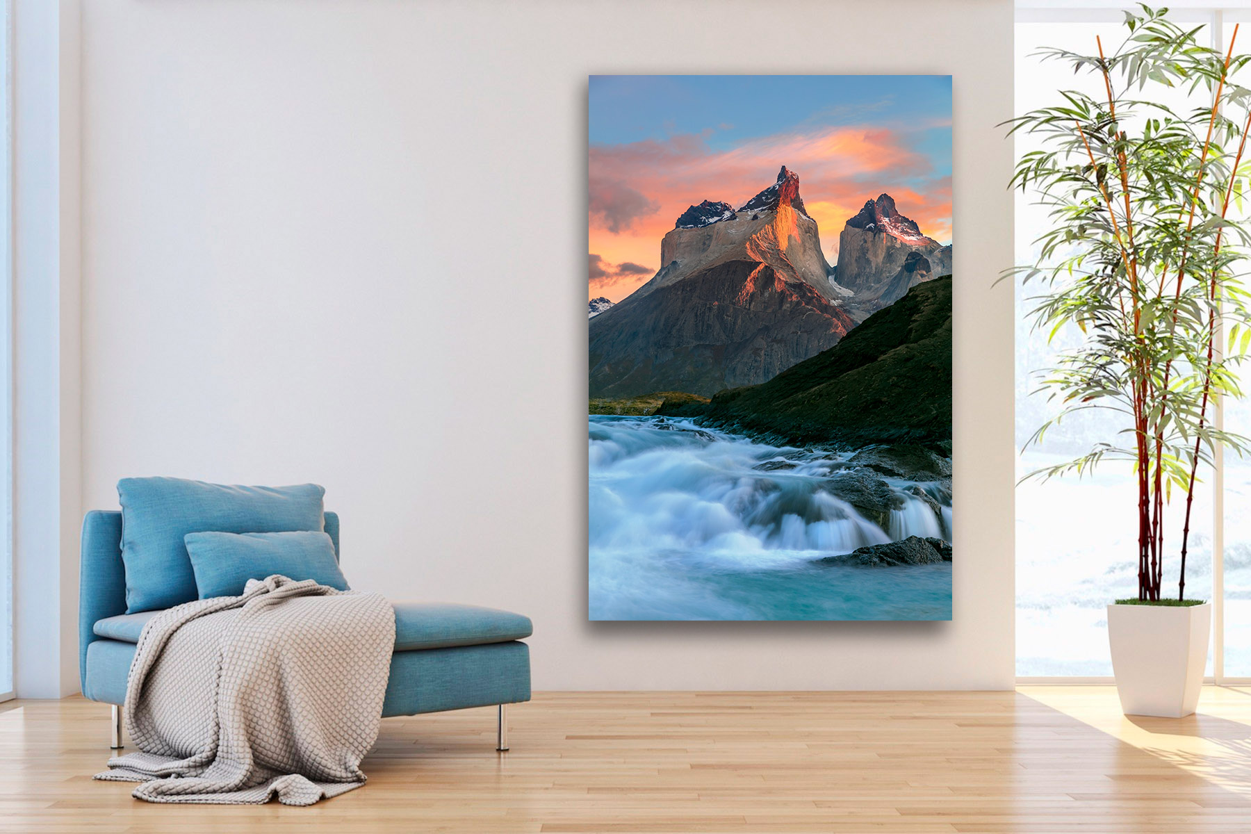 The Cuernos Mountains in Patagonia as a fine art photo print on the wall