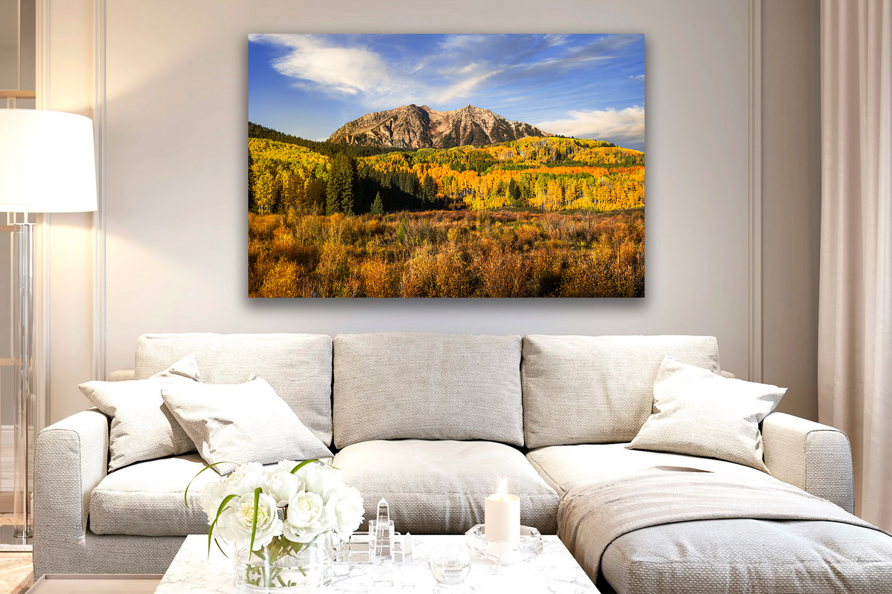 Crested Butte mountain with fall color as a print on a wall