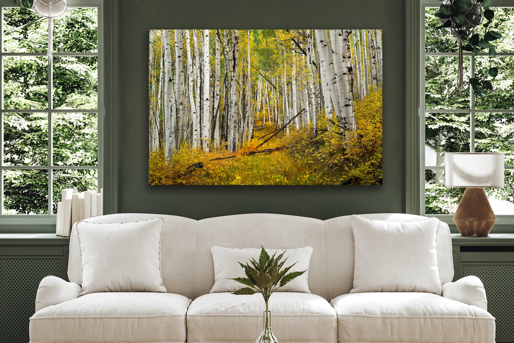 Colorado Aspen trees and path in the woods as a fine art photo print on the wall