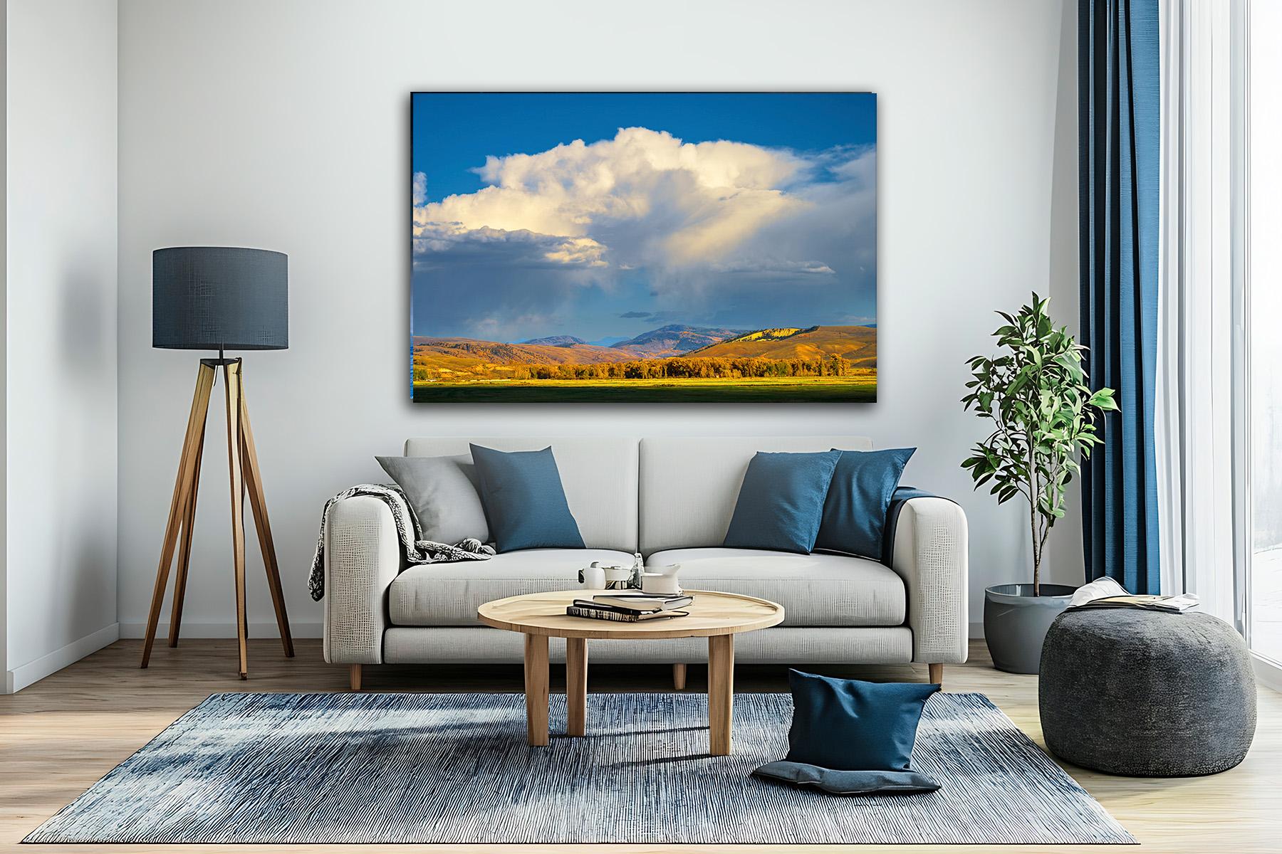 Colorado Wall Art Print of storm clouds over a field with fall color trees