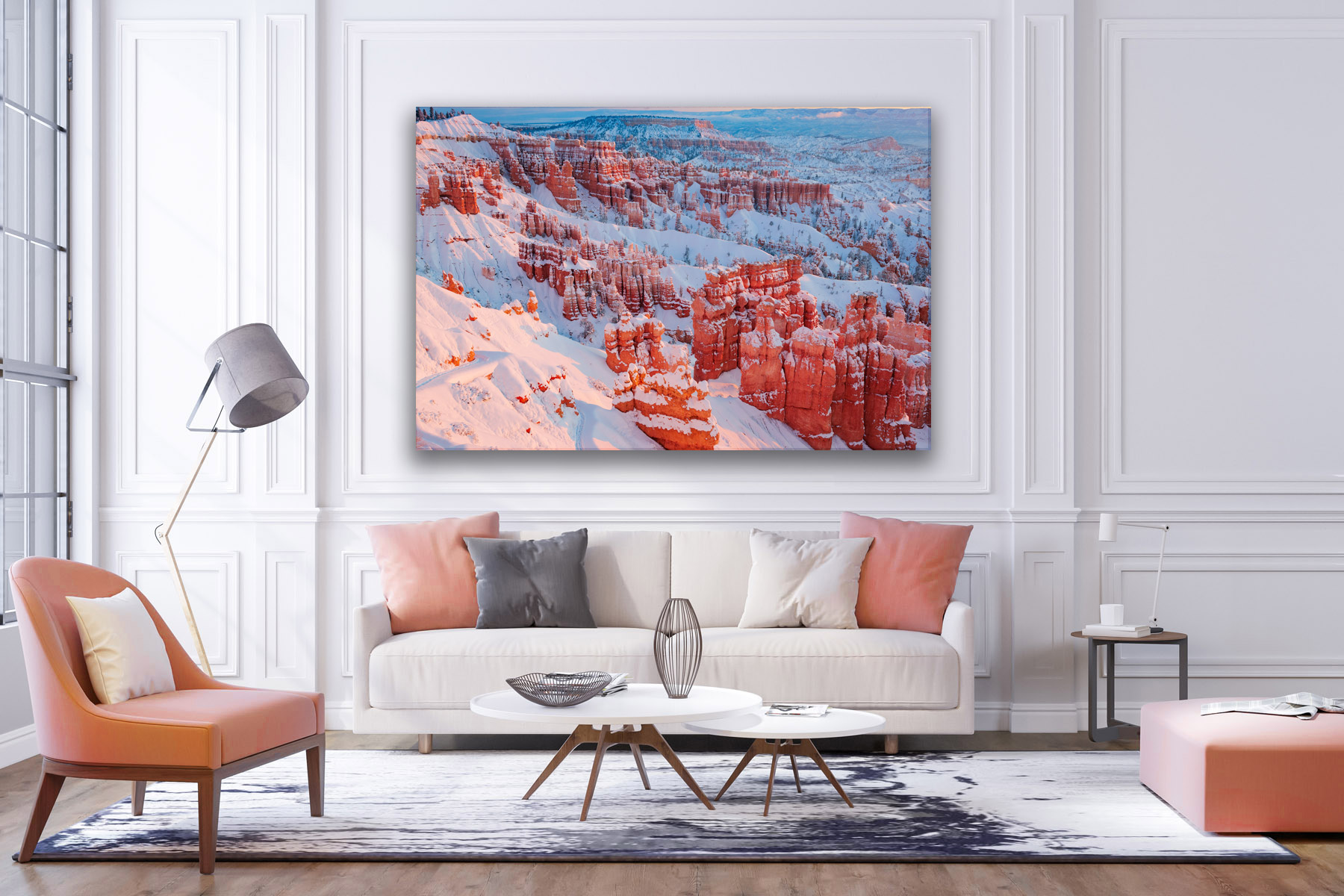 Bryce Canyon with fresh snow as a fine art photo print on the wall