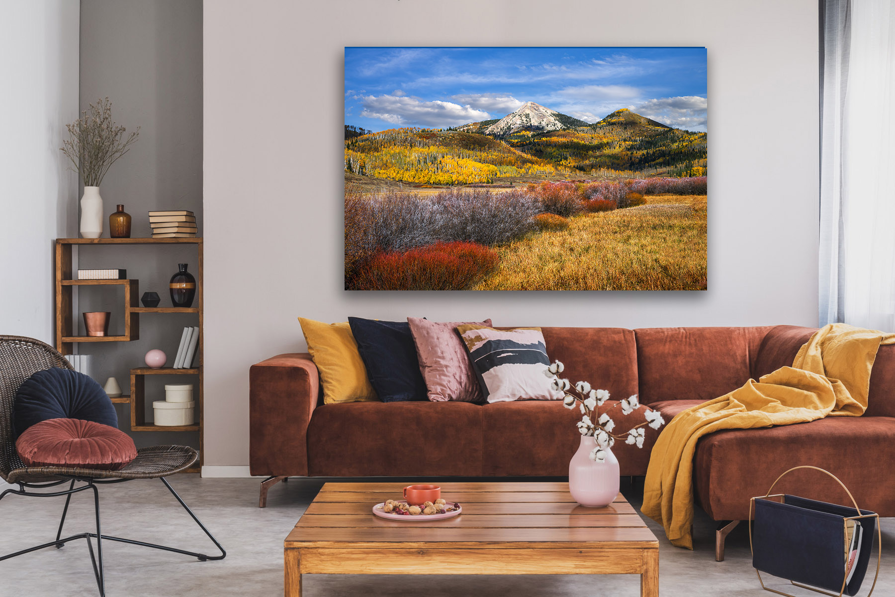 Colorado Wall Art Print on a wall of Hahn's Peak with Fall Color