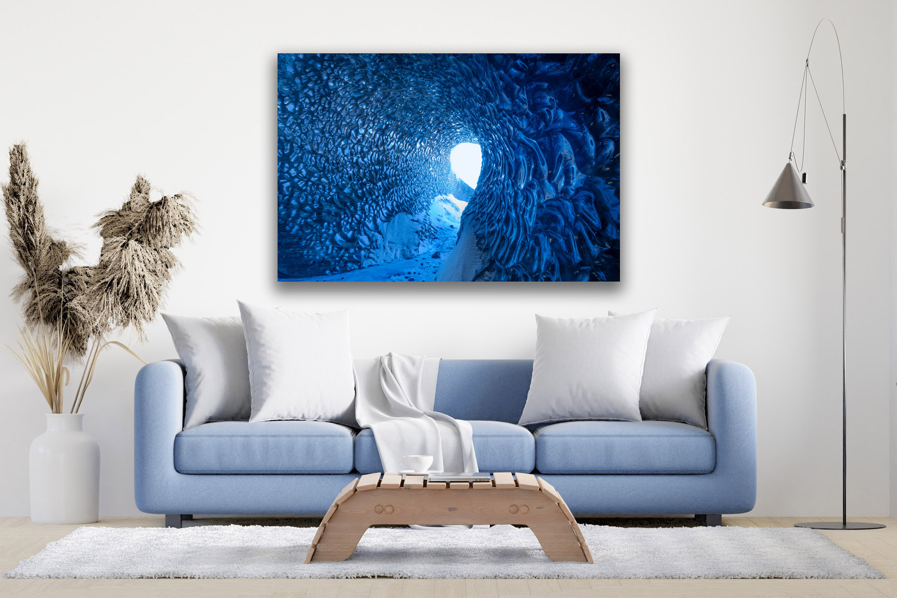 Iceland ice cave looking out as a fine art photo print on the wall