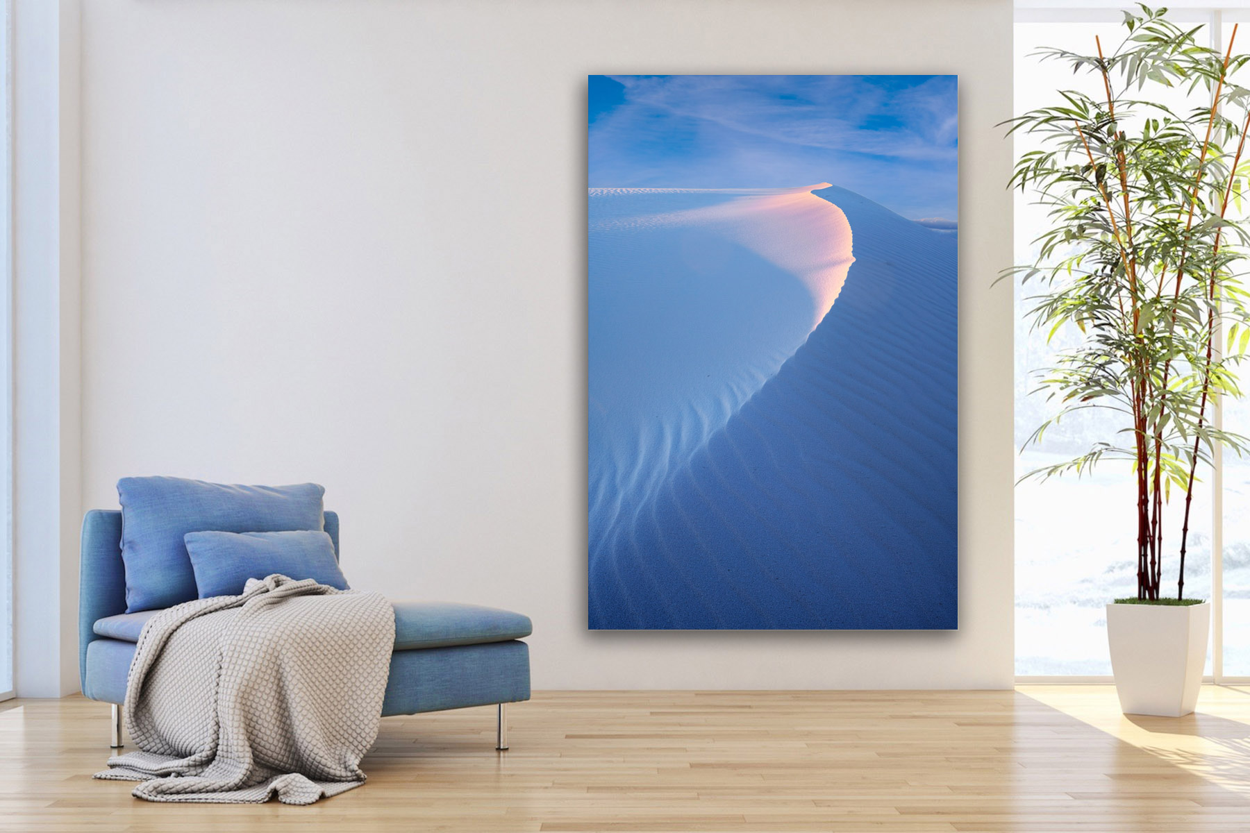 Dune ridge with late color at White Sands as a fine art photo print on the wall