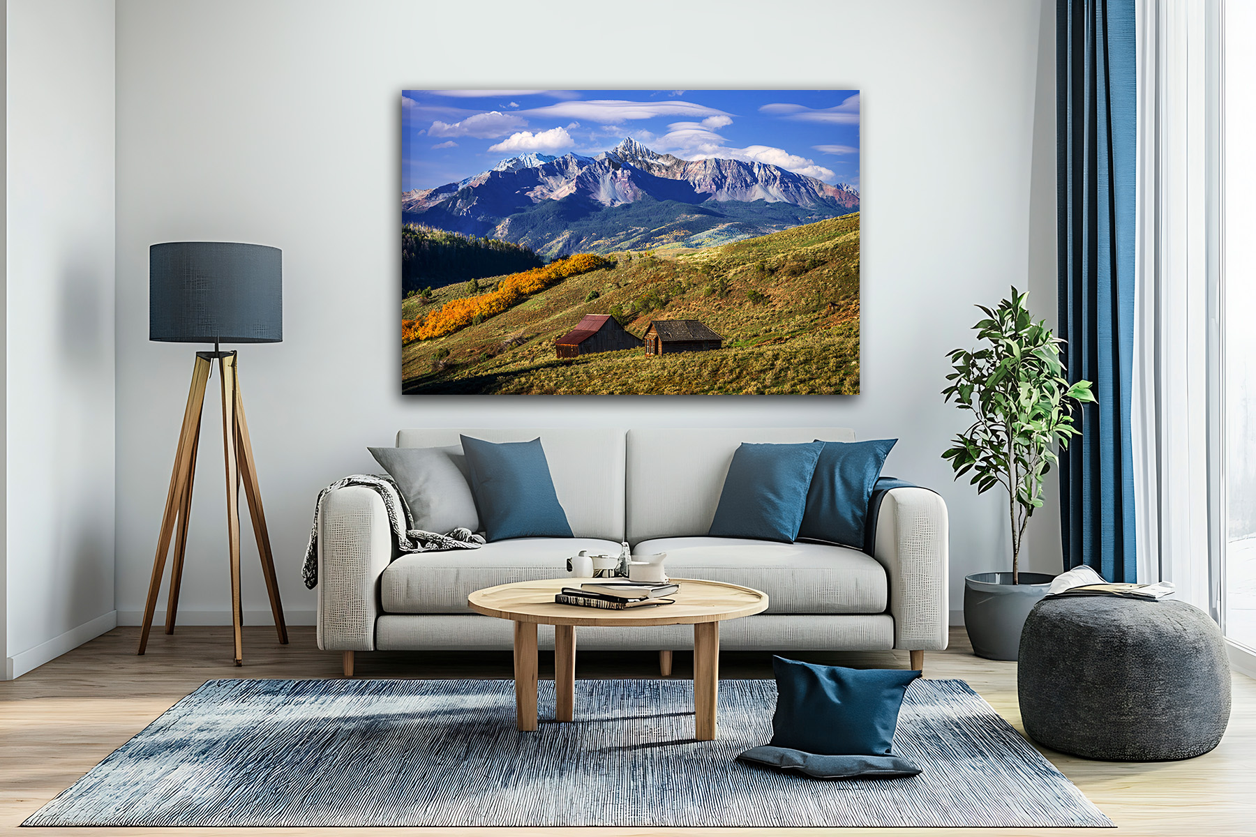 Colorado Wall Art of mountain cabins below Wilson Peak