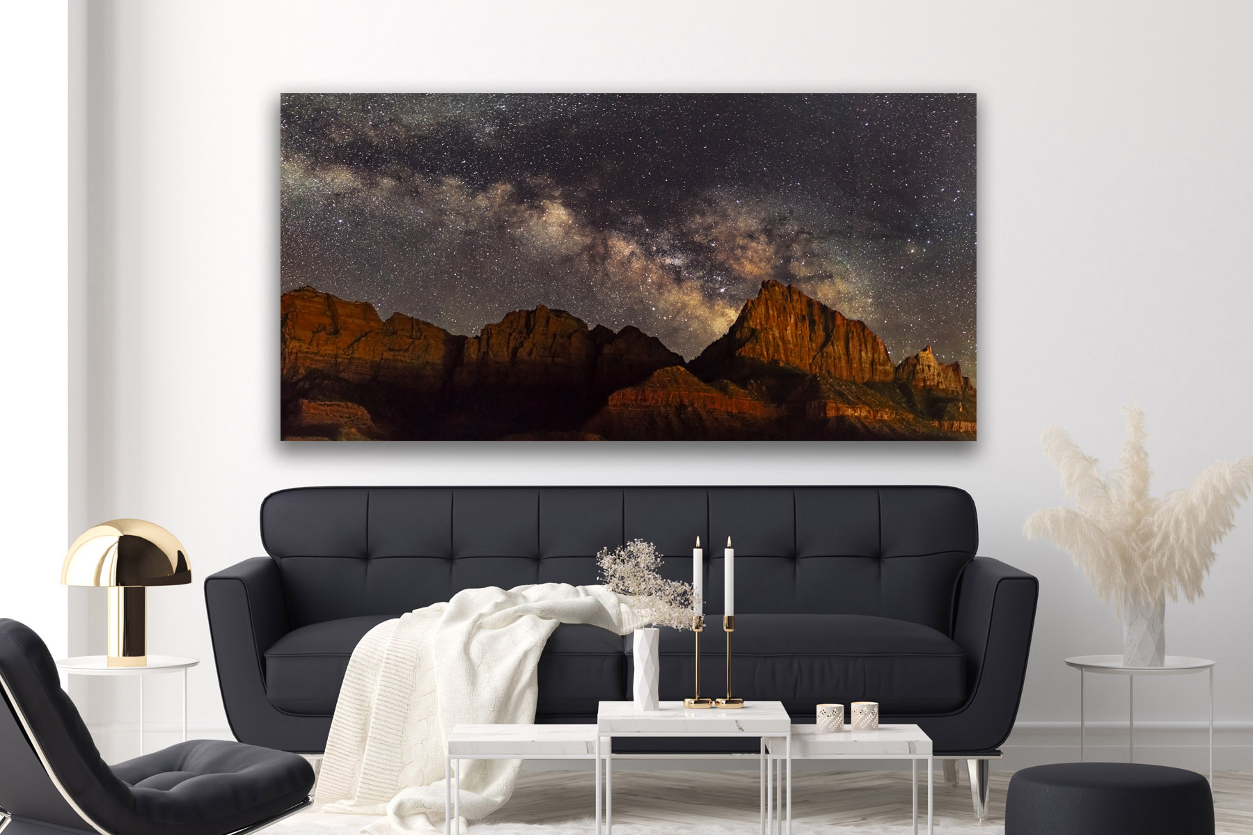 Milky Way over The Watchman in Zion National Park as a fine art photo print on the wall