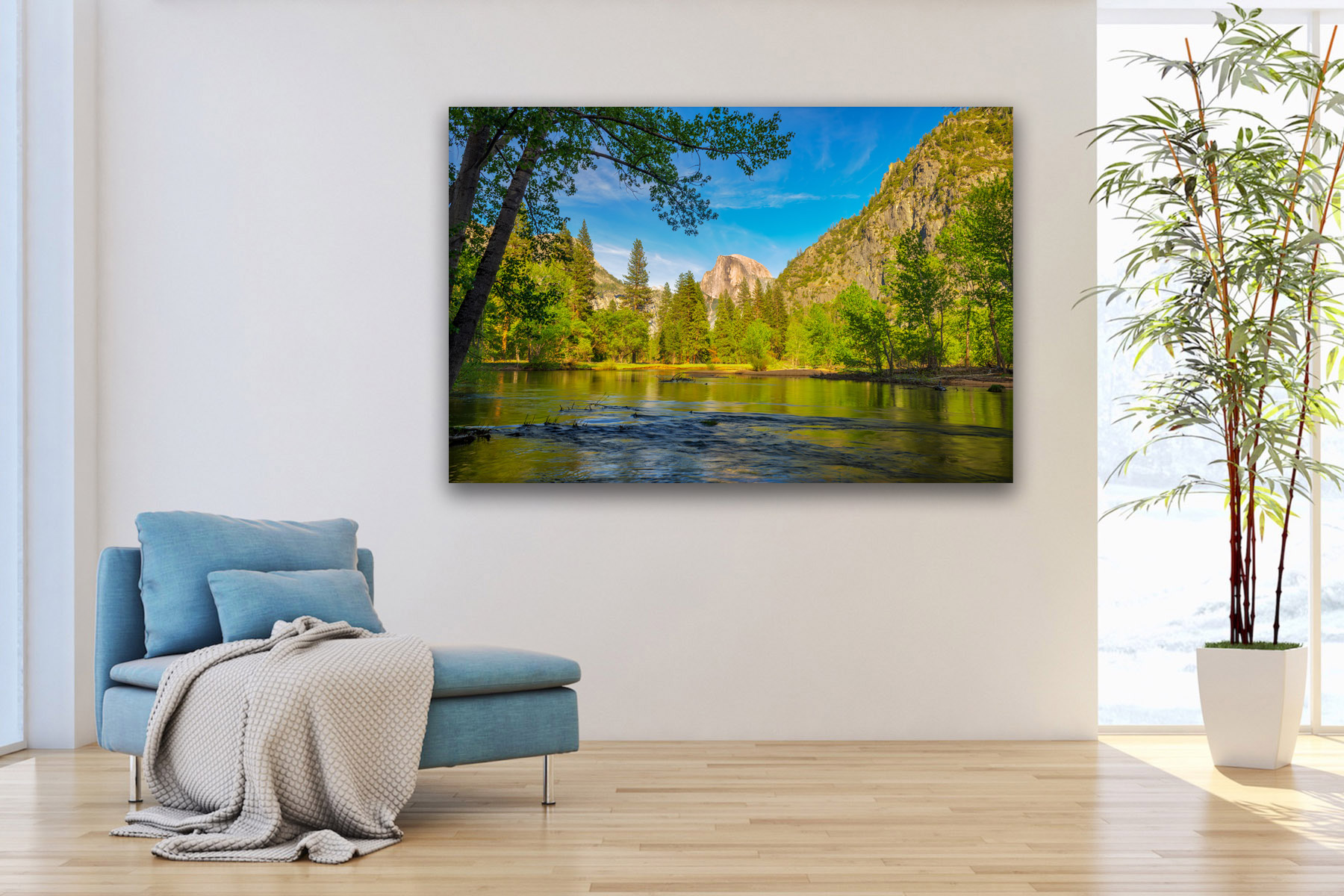 Merced River leading to Half Dome in Yosemite as a fine art photo print on the wall