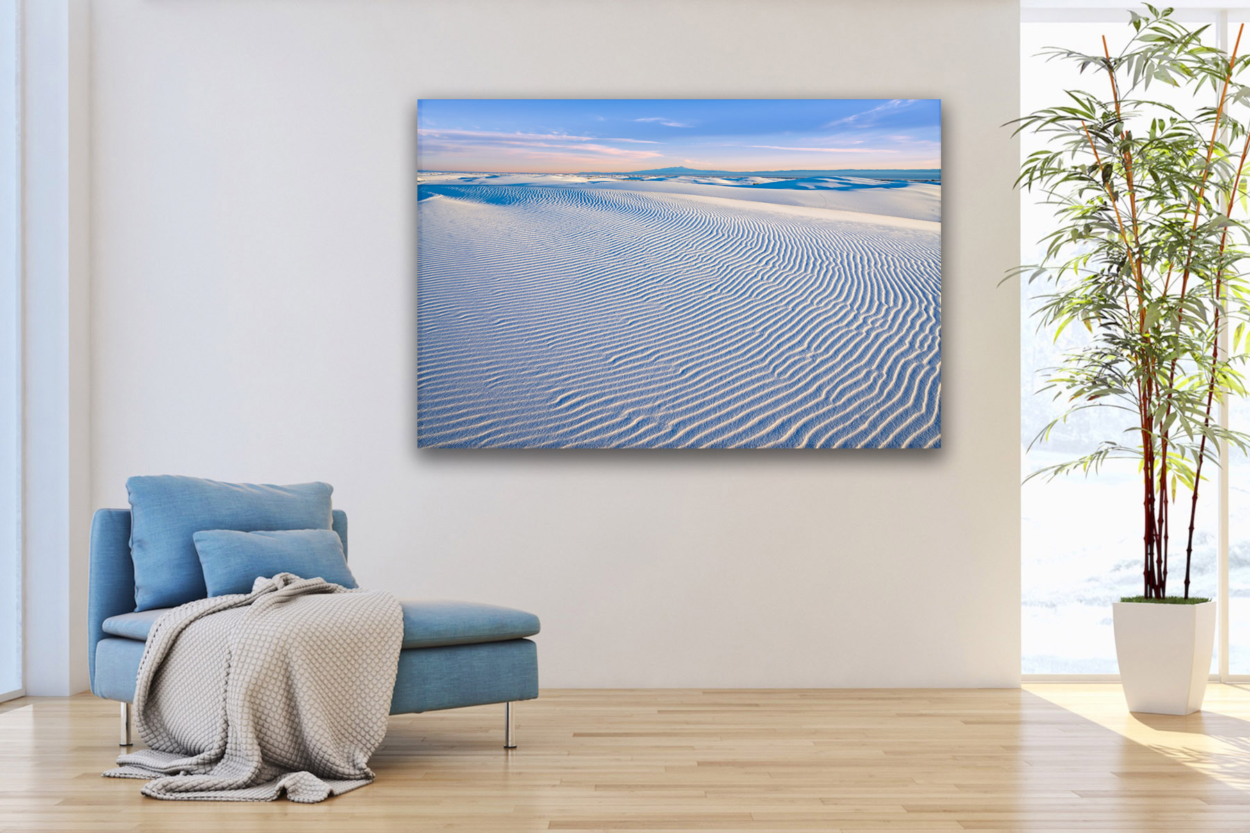 windblown ridges in a sand dune at White Sands as a fine art photo print on the wall