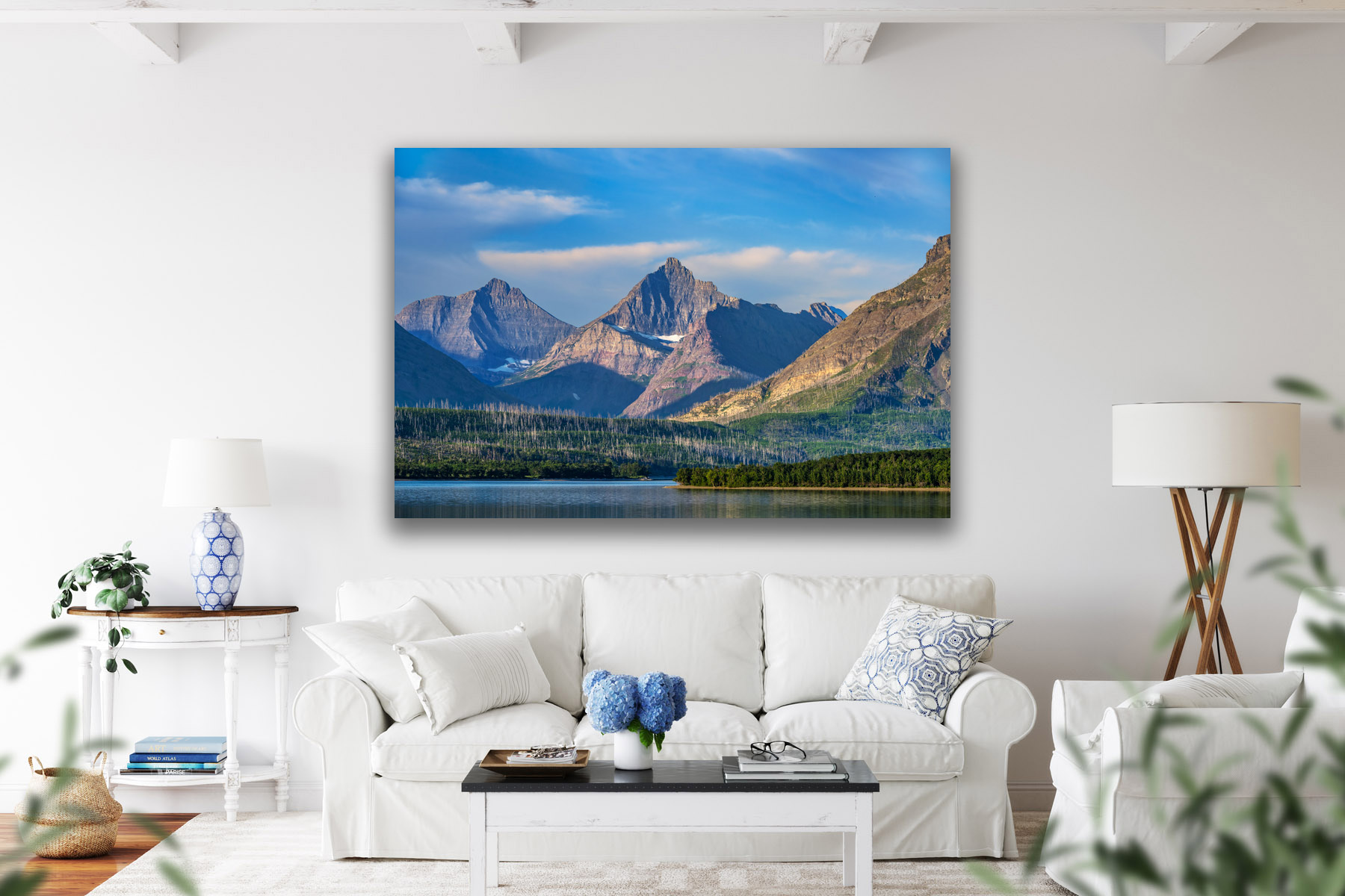 Pointed mountains in Glacier National Park as a fine art photo print on the wall