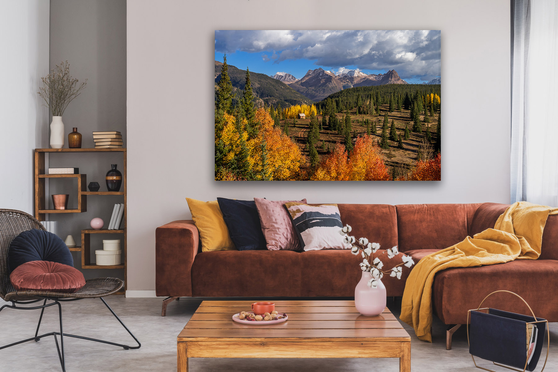 Secluded cabin in the Colorado mountains with fall color