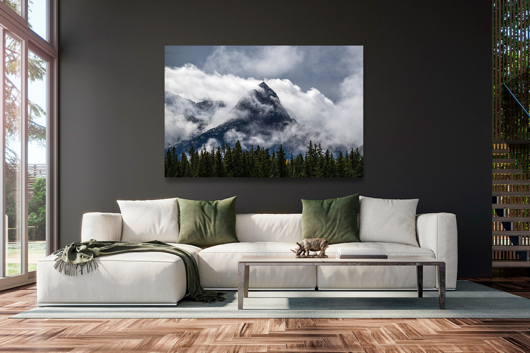 Colorado Wall Art of storm cloulds swirling around a jagged mountain peak