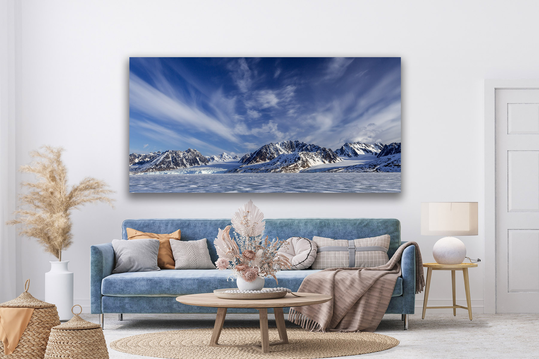 Spitsbergen Norway mountains as a fine art print on a living room wall