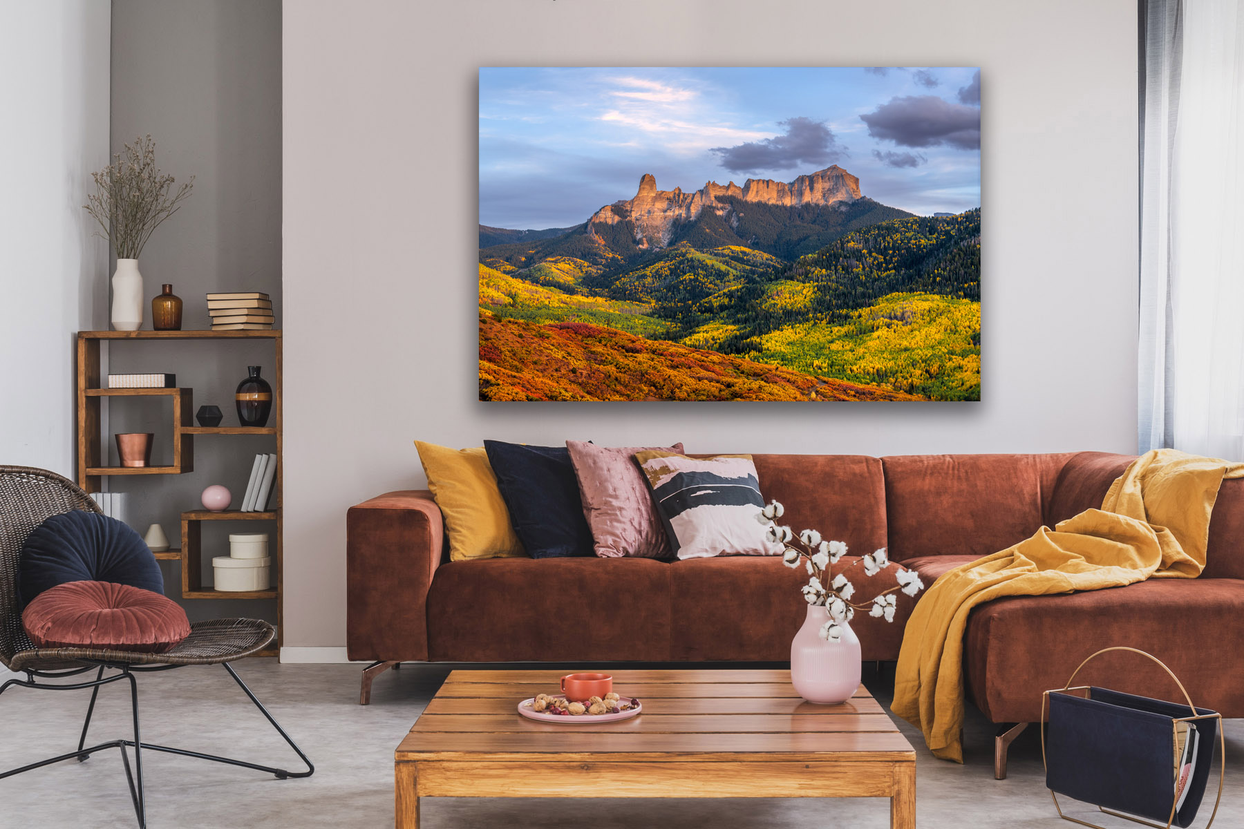 Courthouse Rock Colorado with fall colors as a fine art photo print on the wall