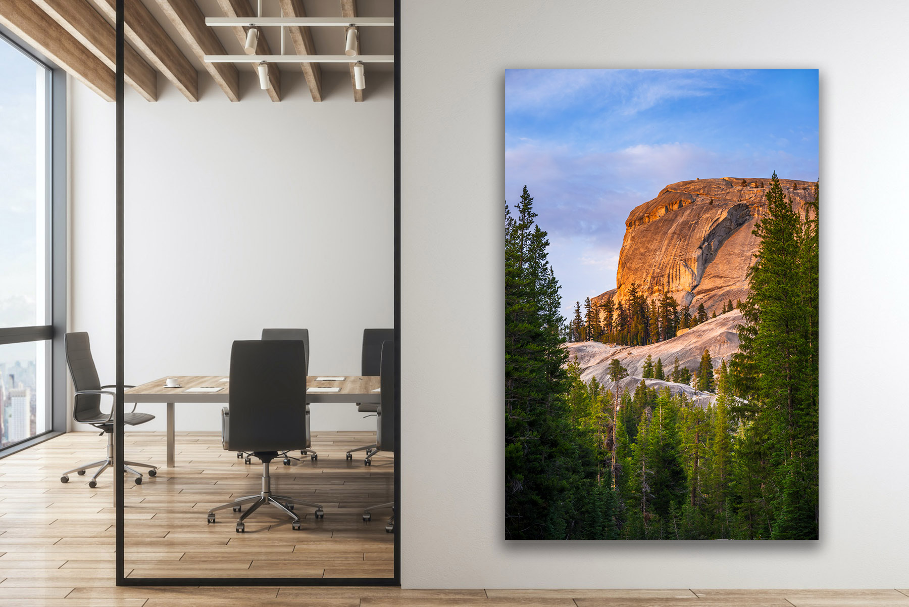 Yosemite Sunset Light on a mountain as a fine art photo print on the wall