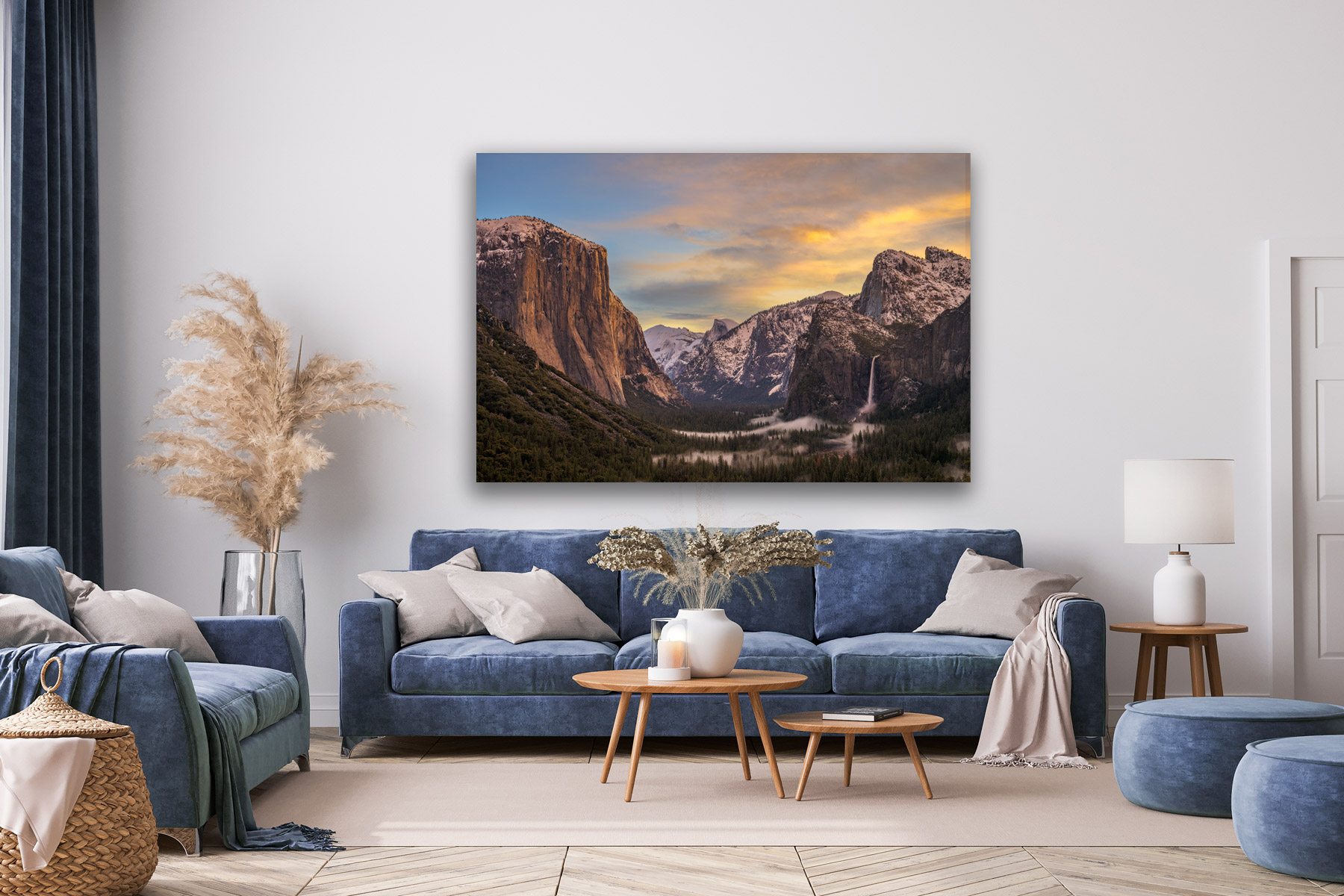 Yosemite Valley in winter at sunrise as a fine art photo print on the wall