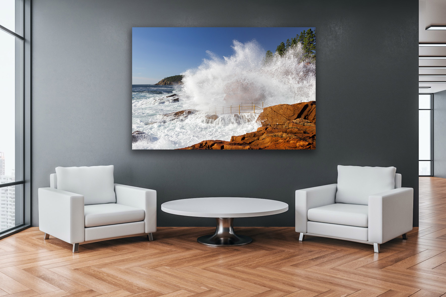 Thunder Hole Acadia huge splash as a fine art photo print on the wall