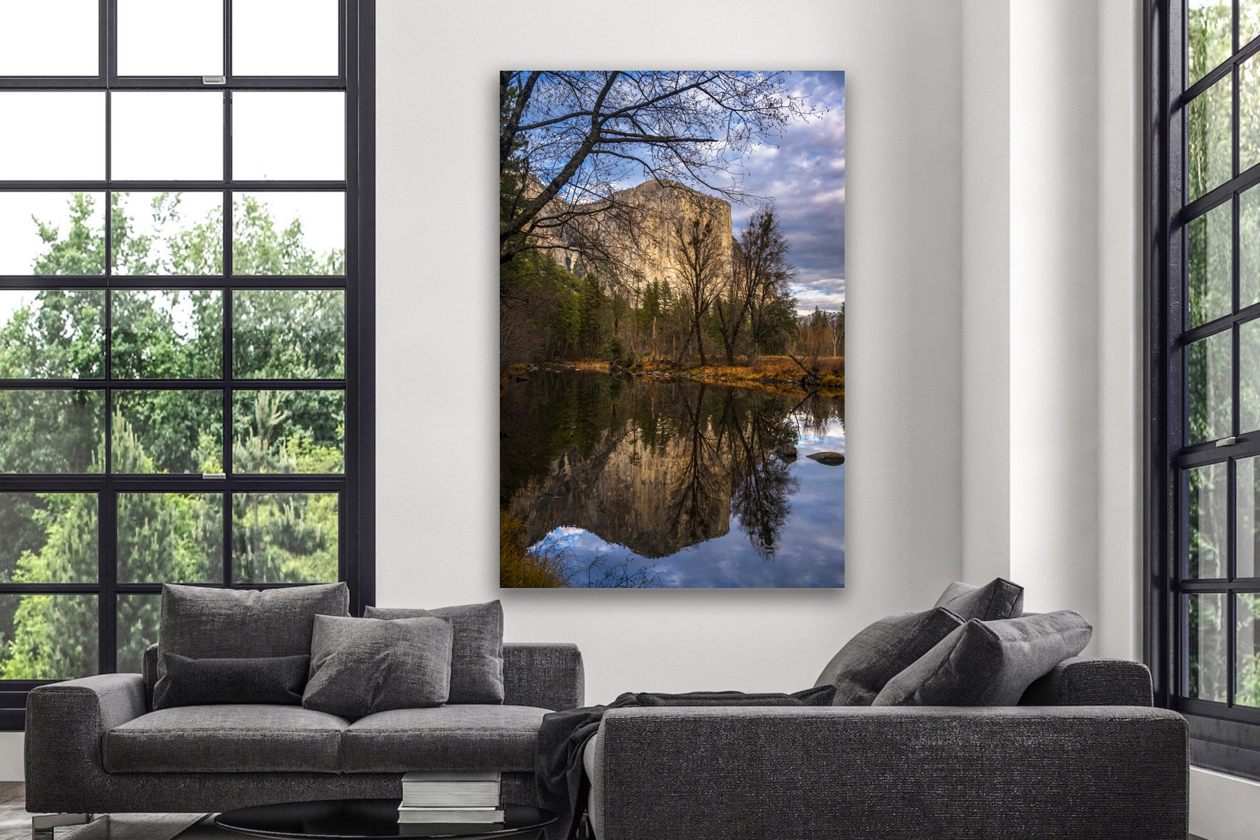 El Capitan reflecting in the Merced River in Yosemite as a fine art photo print on the wall