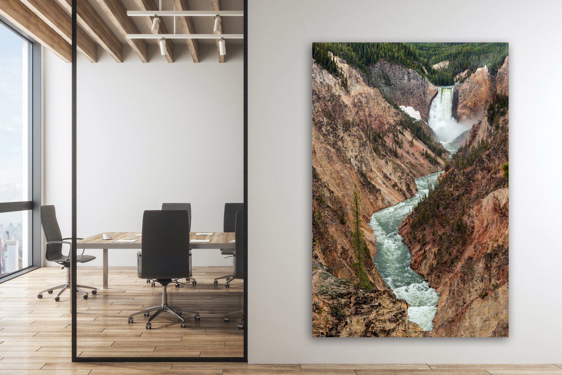 Yellowstone Falls as a fine art photo print on a wall