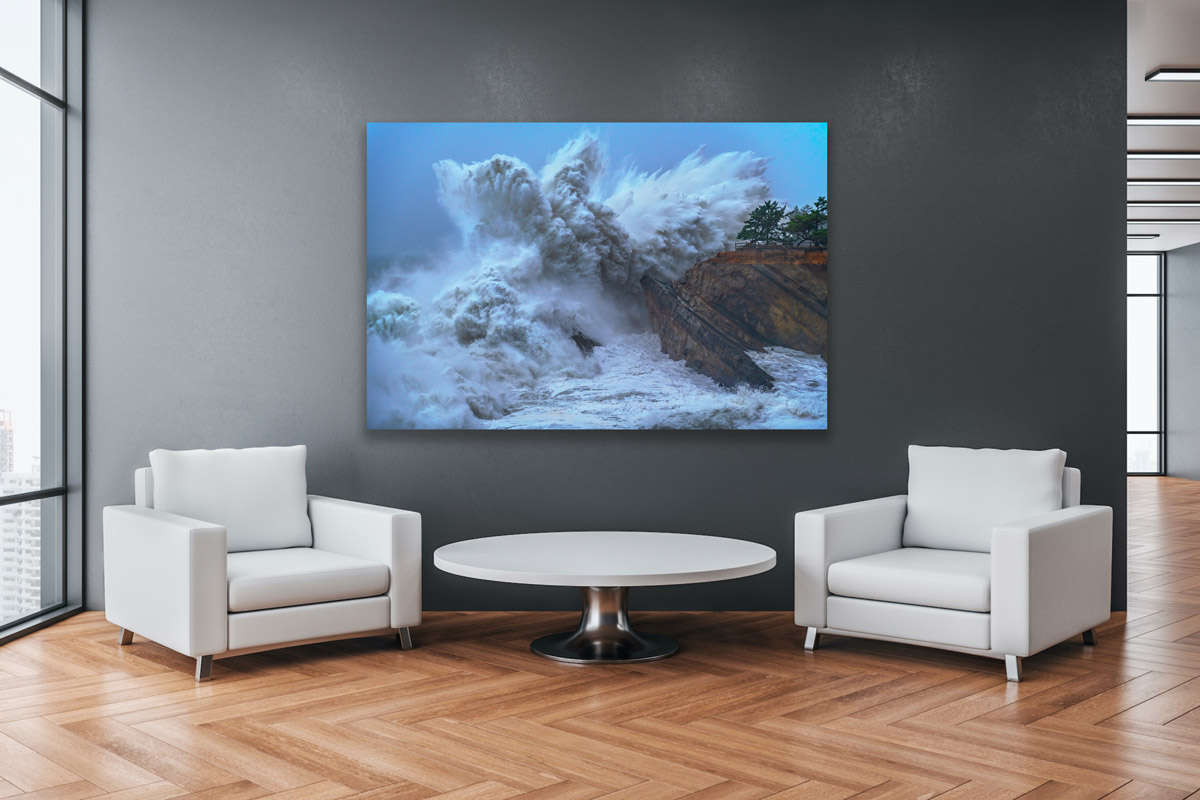Shore Acres Oregon wave explosion as photo print on the wall